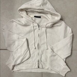 Brandy Melville White Zip-Up Hoodie